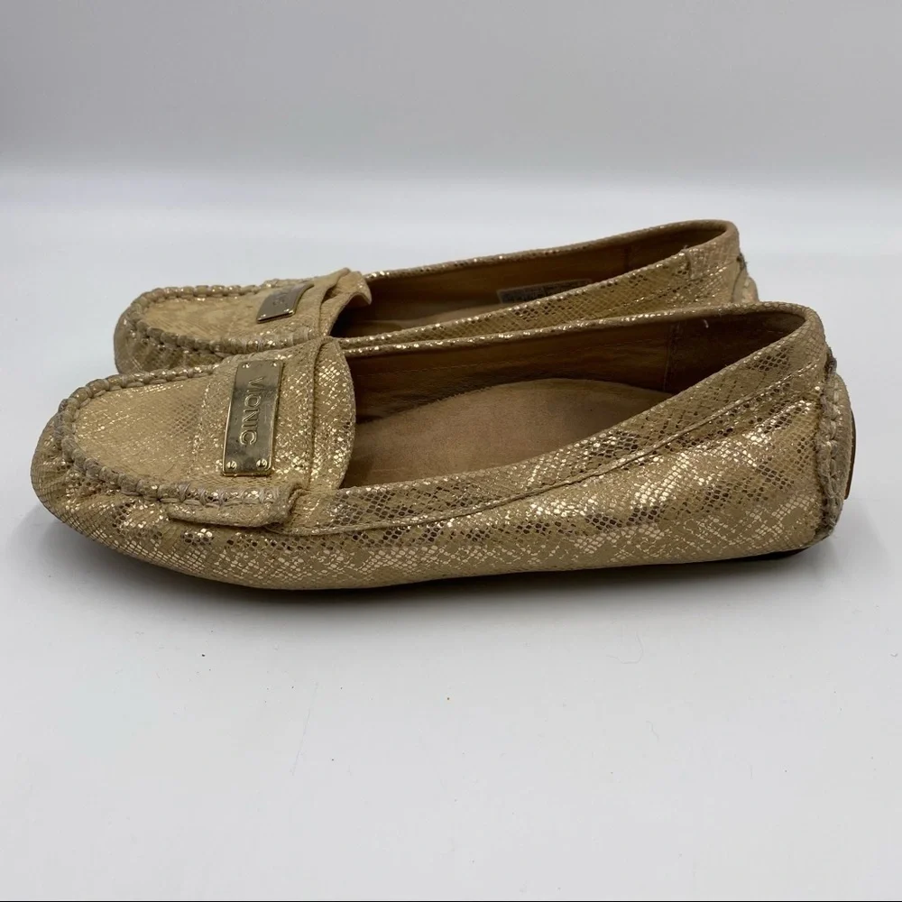 Vionic Sydney Gold Snake Print Orthaheel Loafers Women's Size 7
